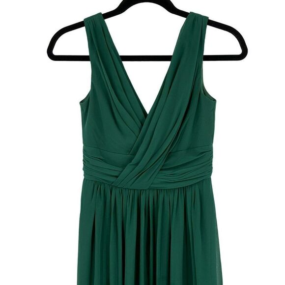 Dressy Collection Vivian Diamond Lux Chiffon Maxi Formal Dress Green Size 0 - Picture 3 of 13
